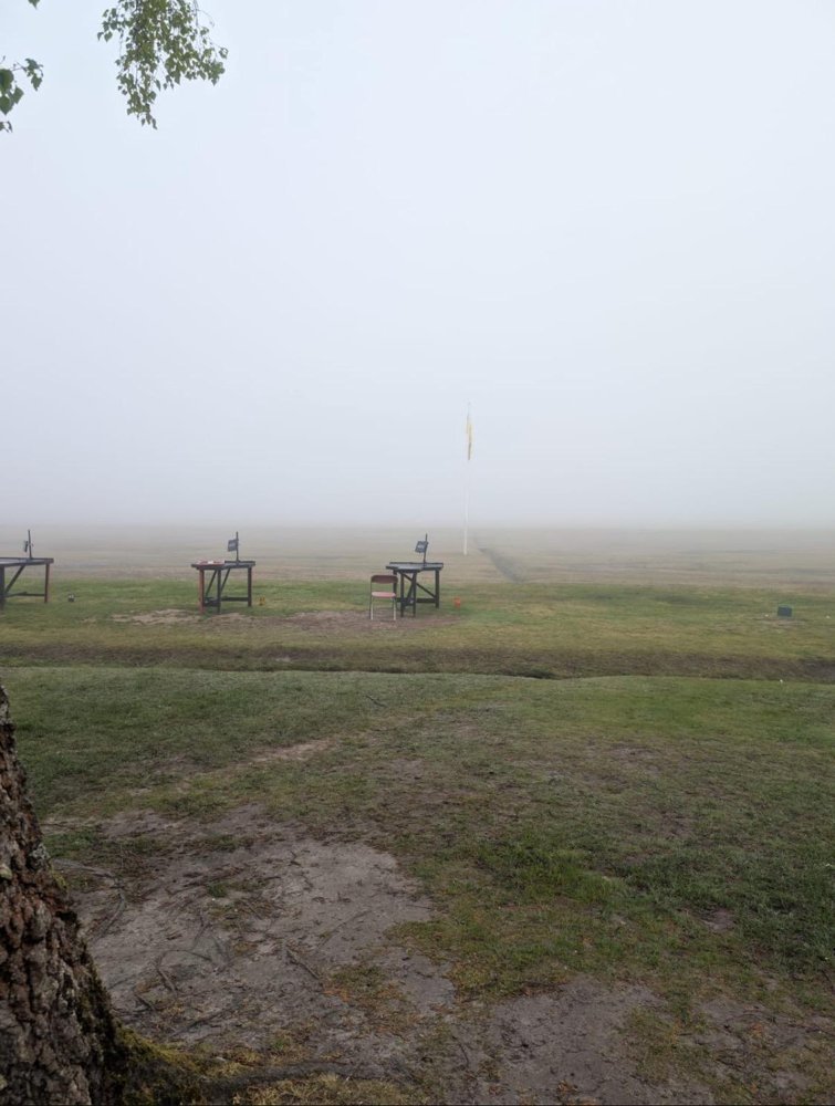 A foggy morning on the range at Bisley